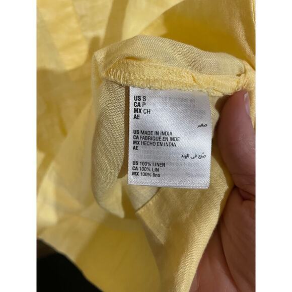 Charter Club 100% Linen Yellow Blouse with Tie Sleeves, size S - Picture 6 of 7